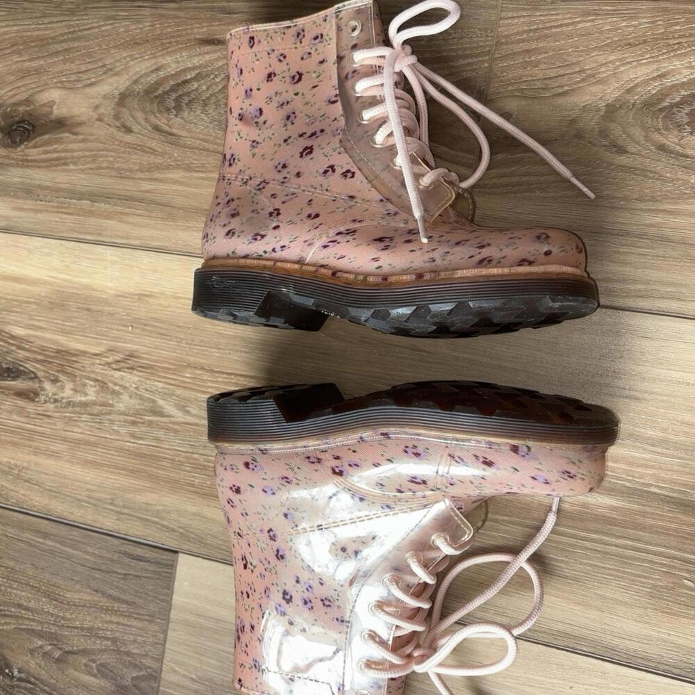 ROCK CANDY Transparent Clear Jelly Pink Floral Waterproof Combat Rain Boots 33 - Picture 6 of 9